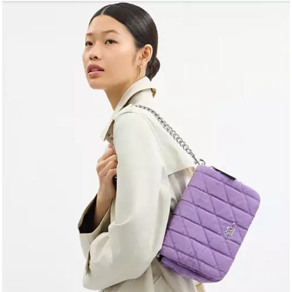 Coach Quinn Bag Shoulder/Crossbody In Denim and Leather/Silver/Iris CBR15 NWT - Picture 6 of 10